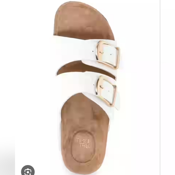 TIME & TRUE Elegant White Double Buckle Sandals - Picture 2 of 8